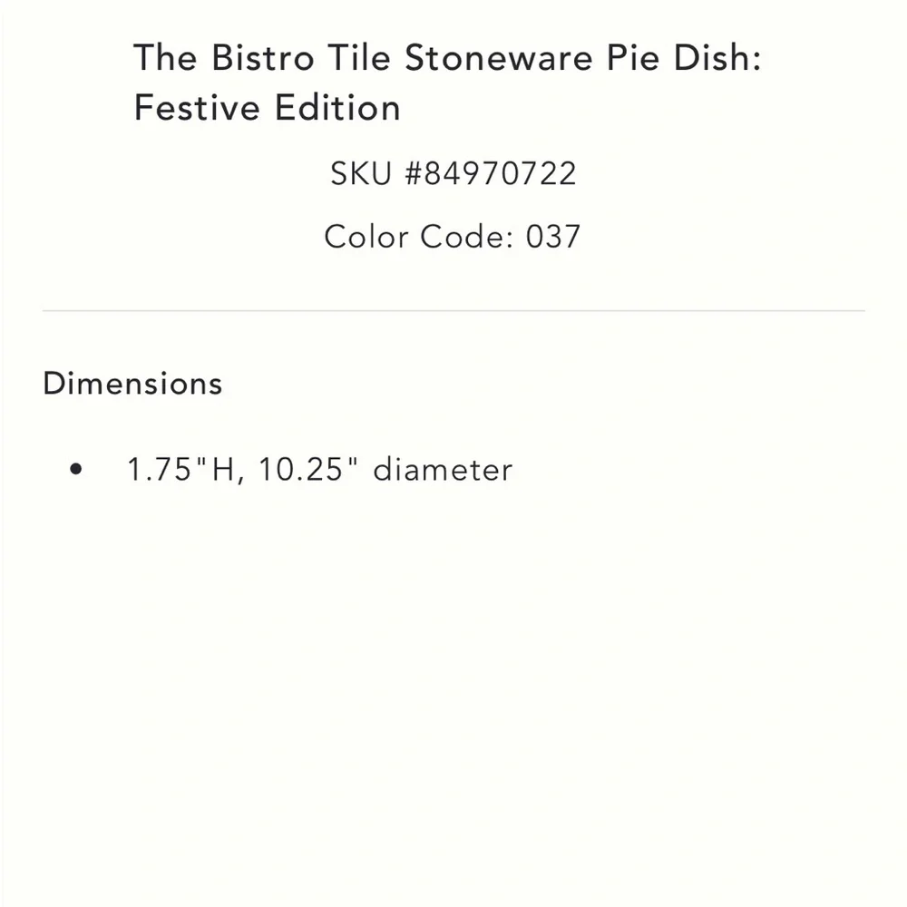 Bistro Tile Pie Dish 24K Gold festive holiday‎